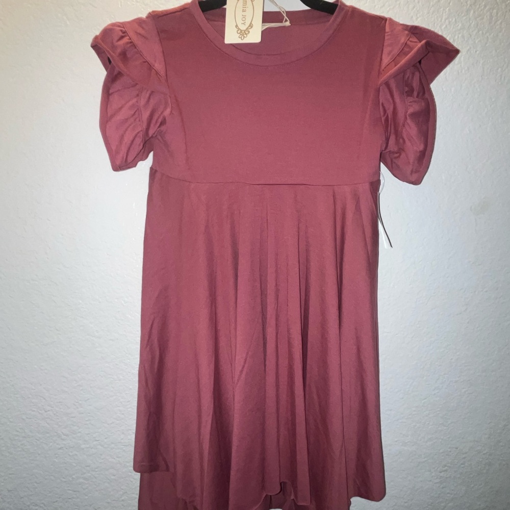 Joyfolie Mauve Flutter Sleeve dress